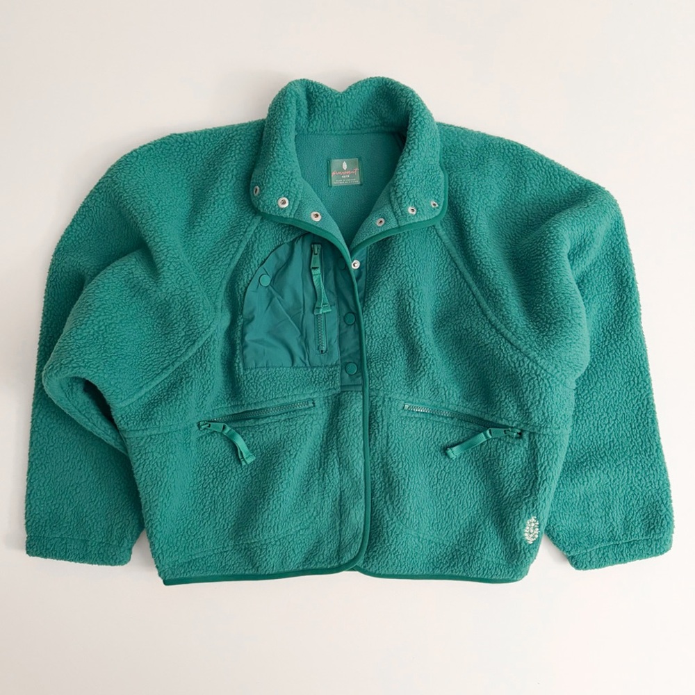 NWOT FP Movement Hit the Slopes Fleece Jacket in Green Glow - Picture 4 of 9
